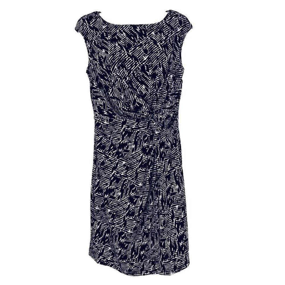 COMO BLACK Womens‎ Large Abstract Stretch Twister Sheath Dress Above the Knee